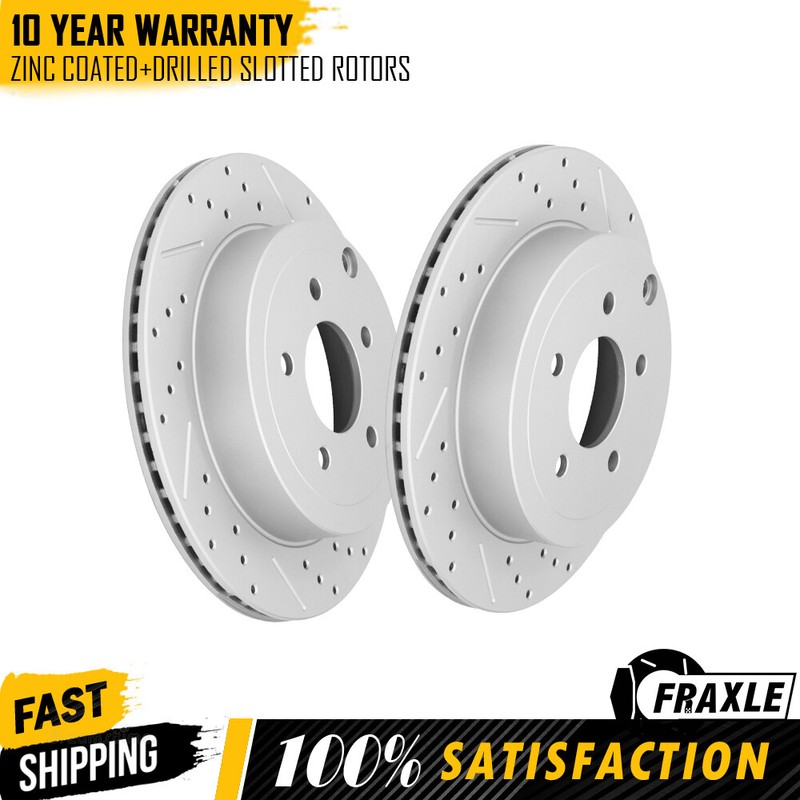 For Ford Edge 2007 2008 2009 2010 Rear Drilled Slotted Disc Brake Rotors Pair