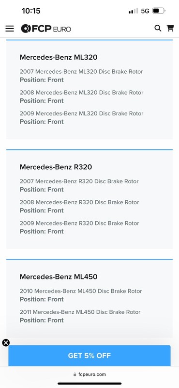 Mercedes Benz Front Brake Pads + Rotors For Ml350 And R-class gallery