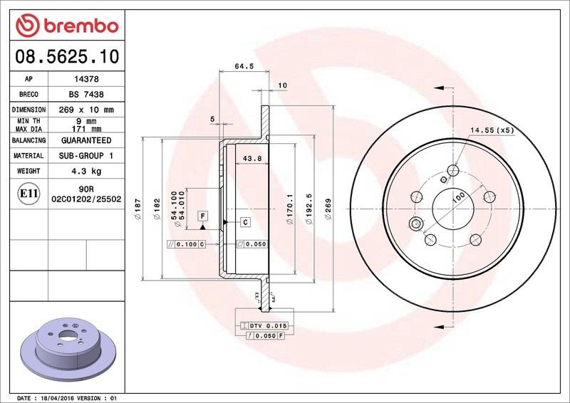 2x Brake Discs Pair Solid fits TOYOTA CAMRY SV20 1.8 Rear 86 to 88 1S-L 269mm gallery