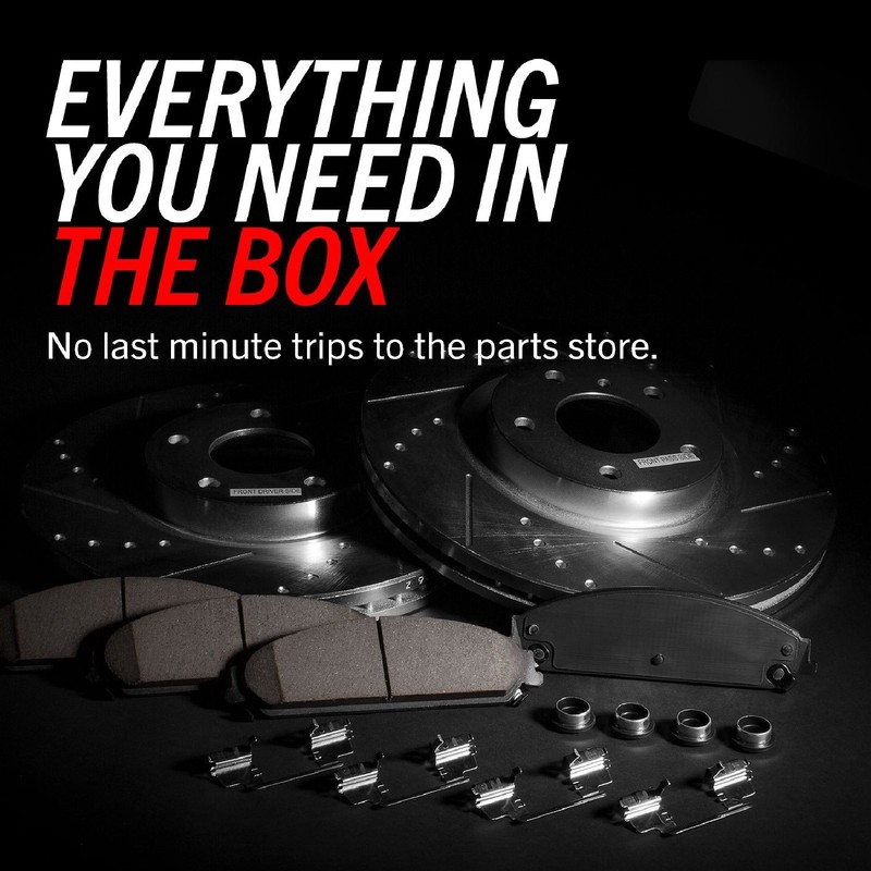 Powerstop K1043 Slotted Iron Zinc Dichromate Brake Rotors & Cross-Drilled Pads gallery