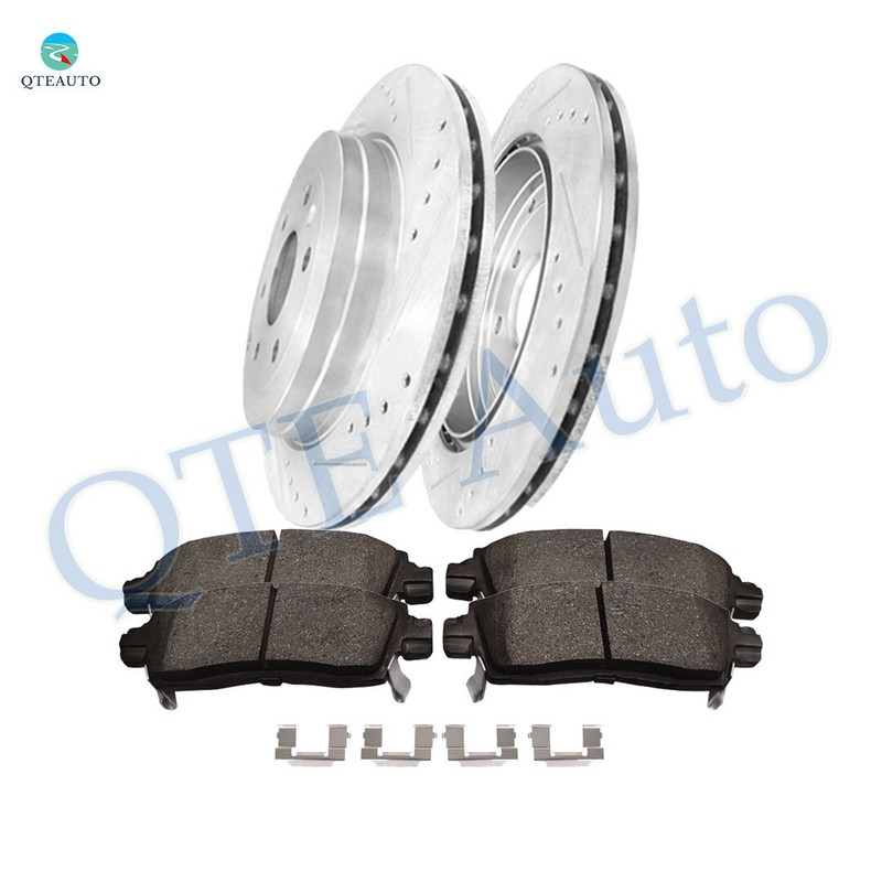 Set 6 Rear 331 Drilled Brake Disc Rotors-Brake Pad For 2007-2010 Saturn Outlook
