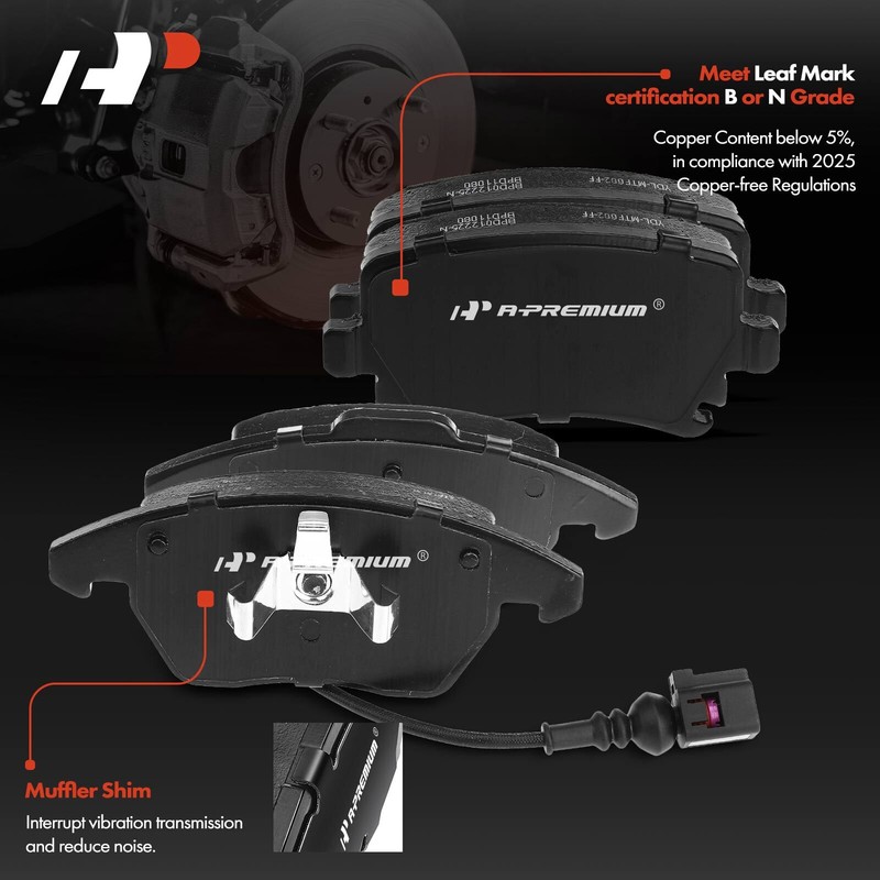 Drilled Brake Rotors & Ceramic Brake Pads Front & Rear for Volkswagen Golf Jetta gallery