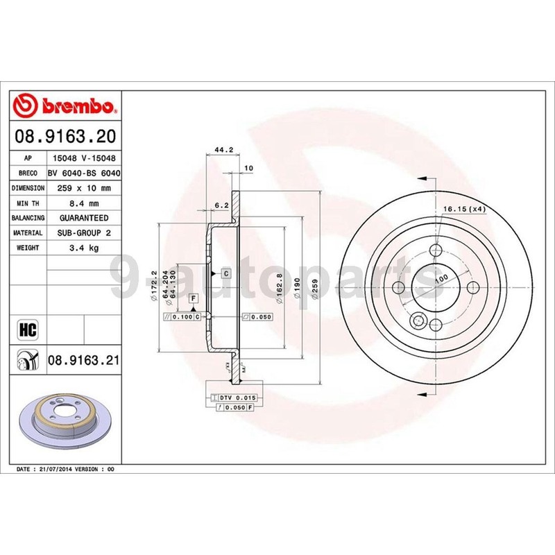 Brembo Front Rear Brake Kit Drilled Rotors Ceramic Pads for 2007 Mini Cooper gallery
