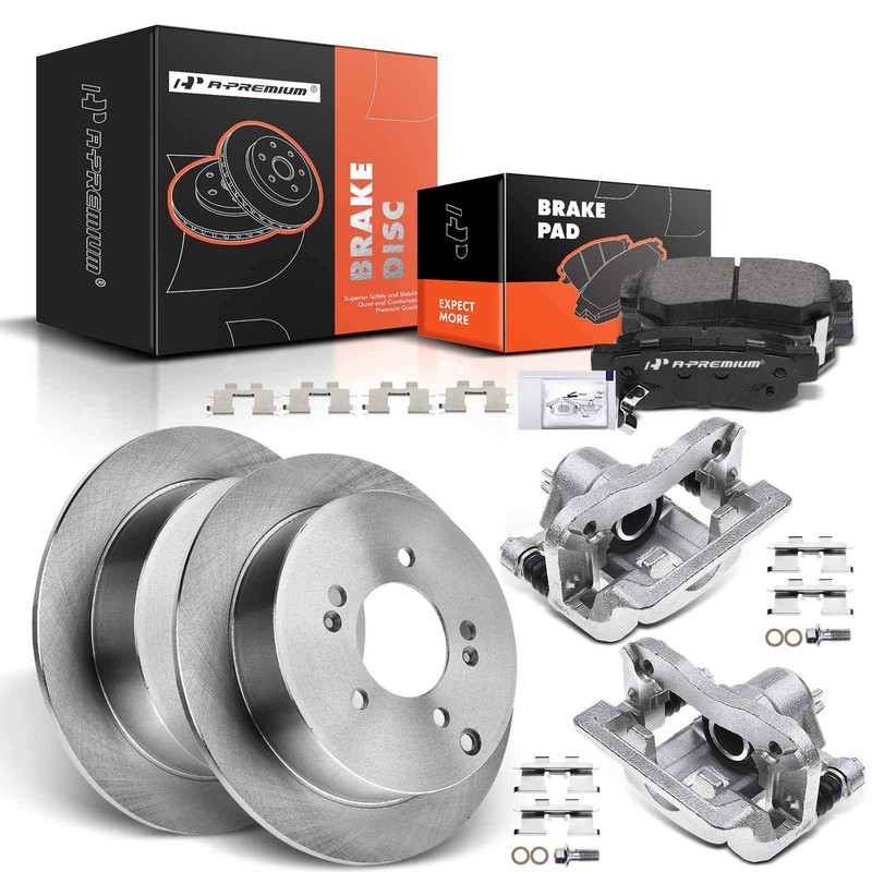 A-Premium Pair Rear Brake Rotor & Pads + Caliper for Hyundai Tucson KIA Sportage