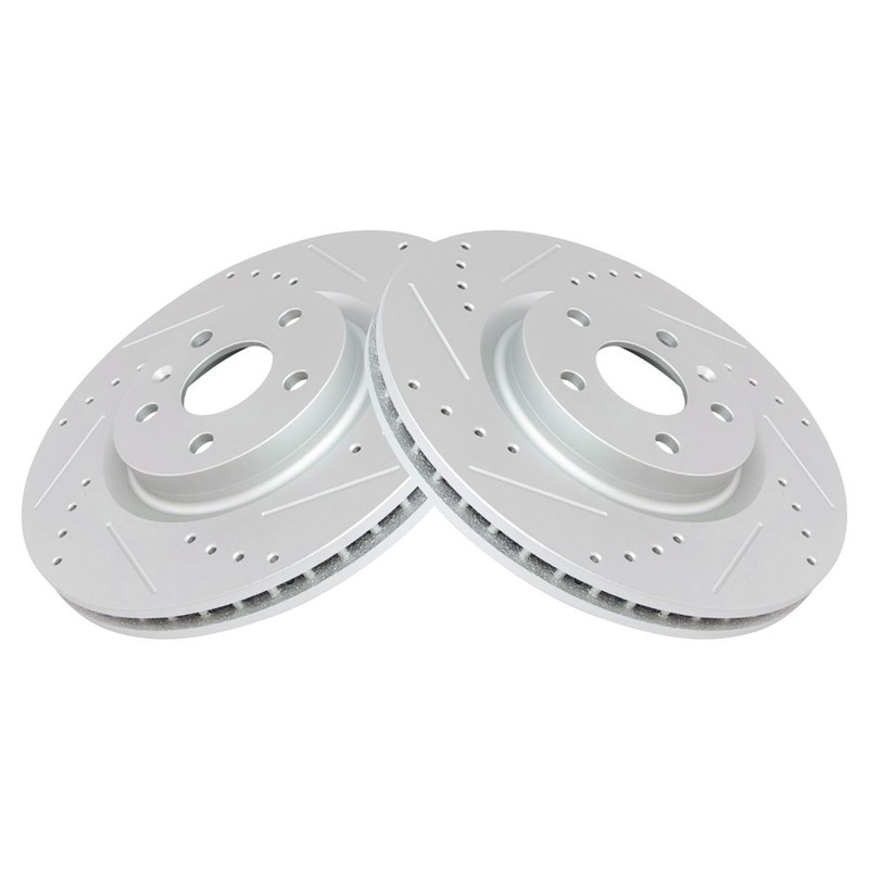 TRQ Front Performance Drilled Slotted G-Coated Disc Brake Rotor Pair New gallery