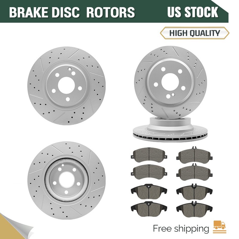 Front Rear Drilled Brake Rotors & Ceramic Pads for Mercedes-Benz GLK350 GLK250