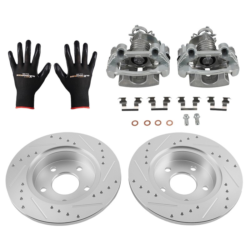 Rear Brake Rotors+Calipers Kit for Pontiac G5 2007-09/G6 2005-2010/Pursuit 2006