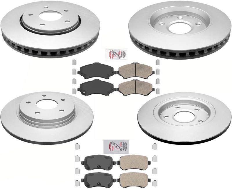 Front & Rear Brake 302MM Coated Rotors & Ceramic Pads Fits Town & Country 08-11