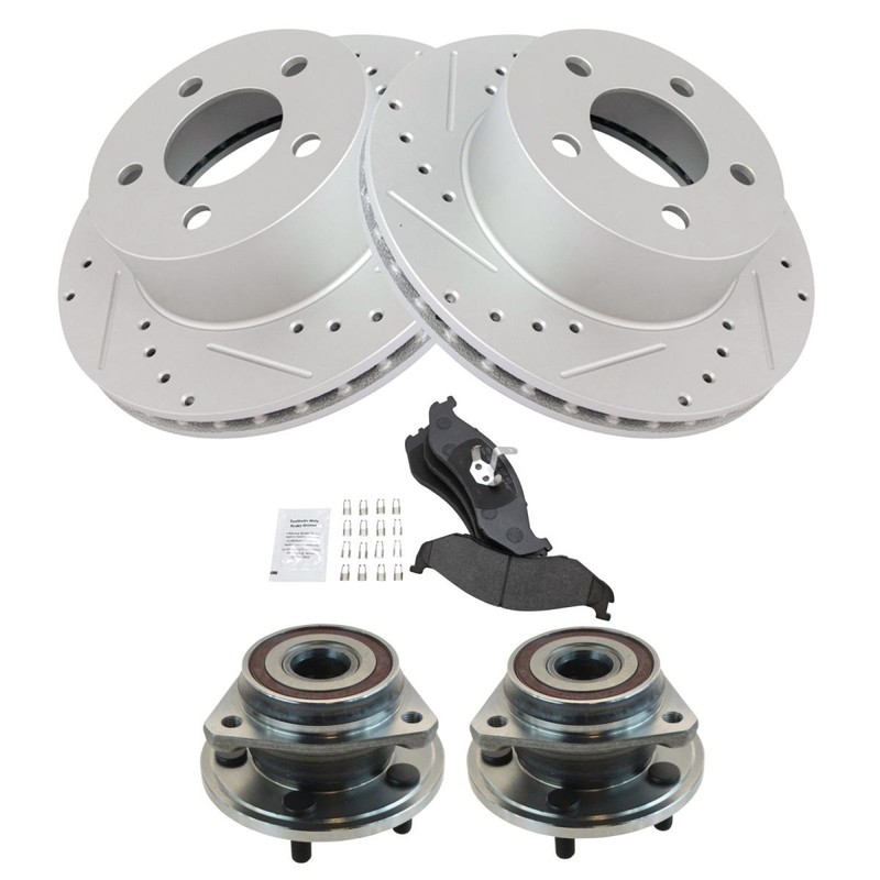 TRQ Front Brake Pad & Rotor Kit Premium G-Coated Semi-Metallic Front Fits Jeep gallery