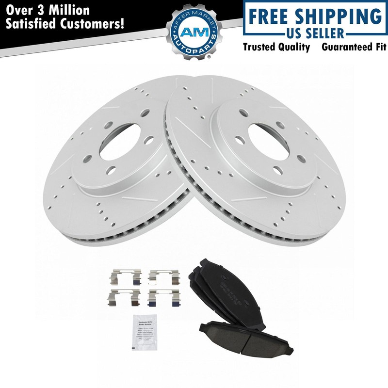 Performance Brake Rotor Drilled Slotted Coated & Ceramic Pad Front Kit