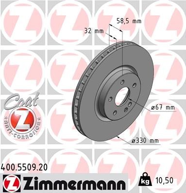 2X 400.5509.20 Zimmermann Brake Disc for Mercedes-Benz, Mercedes-Benz (FJDA)