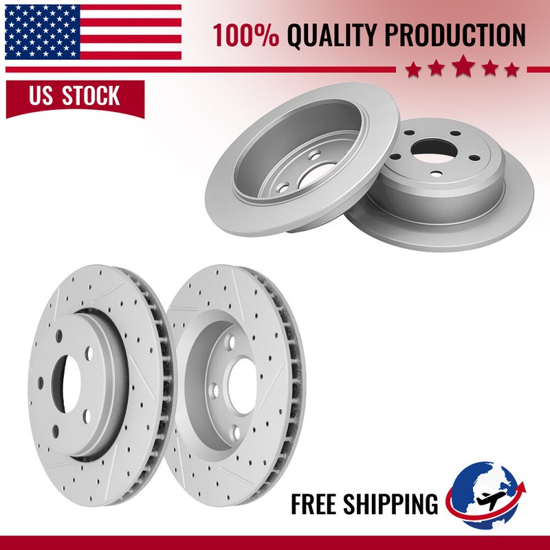 Front Rear Drilled Disc Brake Rotors For 2007 2008 – 2017 2018 Jeep Wrangler JK