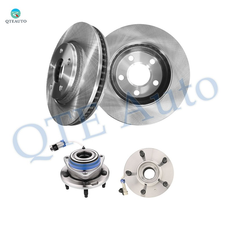 4 Front 296.95 Brake Disc Rotors-Wheel Hub Bearing Assembly To 2005 Saturn Relay