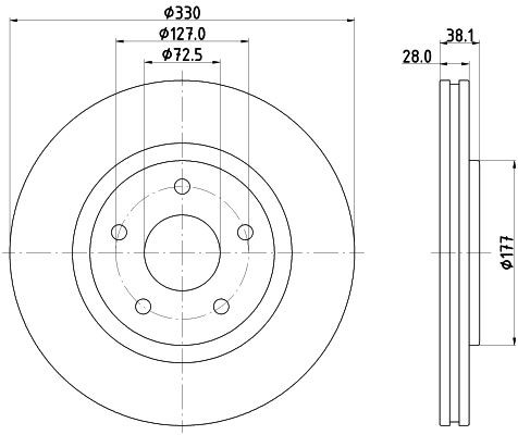Hella Brake Disc Set Front 55789PRO For DODGE JOURNEY 3.6 VVT AWD OEM gallery