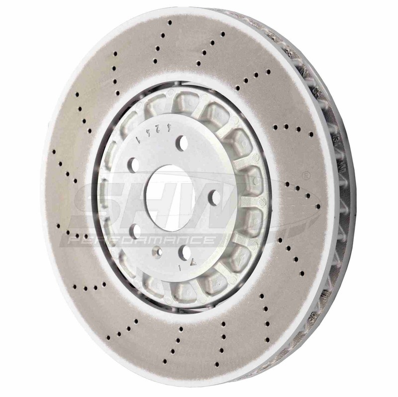 SHW Performance Front Cross-Drilled Disc Brake Rotor 375mm for Audi RS3 Q3