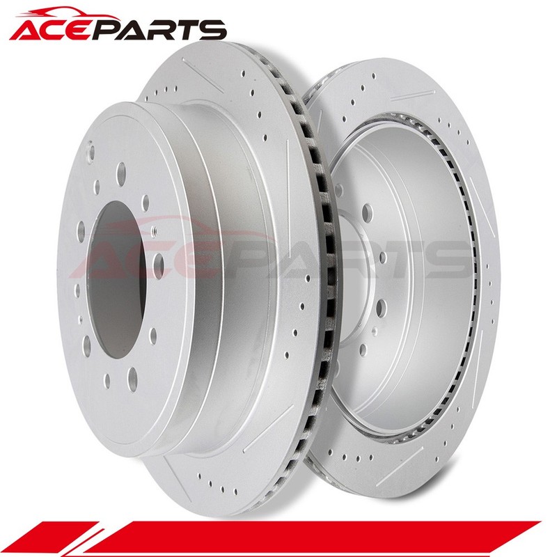 REAR BRAKE ROTORS FOR LEXUS LX570 TOYOTA LAND SEQUOIA TUNDRA DRILLED + SLOTTED gallery
