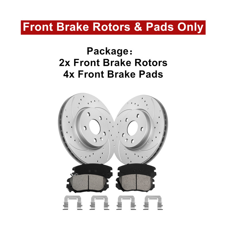 Front Rear Drilled Rotors Ceramic Brake Pads for 2010 2011-2017 Chevy Equinox gallery
