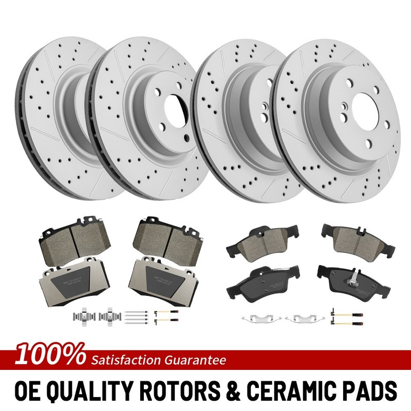 Front Rear Drilled Rotors Pads For 2006-2011 Mercedes-Benz CLS500/CLS550/E550