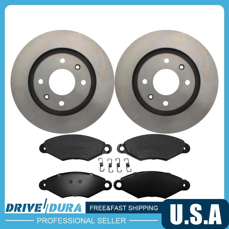 Front Disc Brake Rotors and Brake Pads Kit for 2000-2009 Peugeot 206