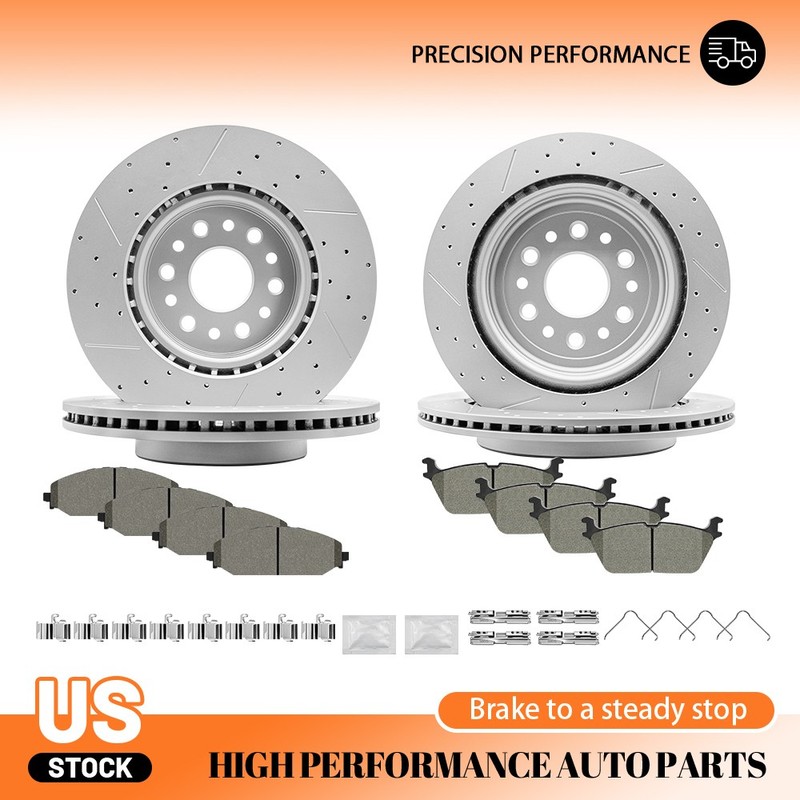 Front and Rear Disc Brake Rotors & Ceramic Pads for 2019 2020-2024 2025 Ram 1500