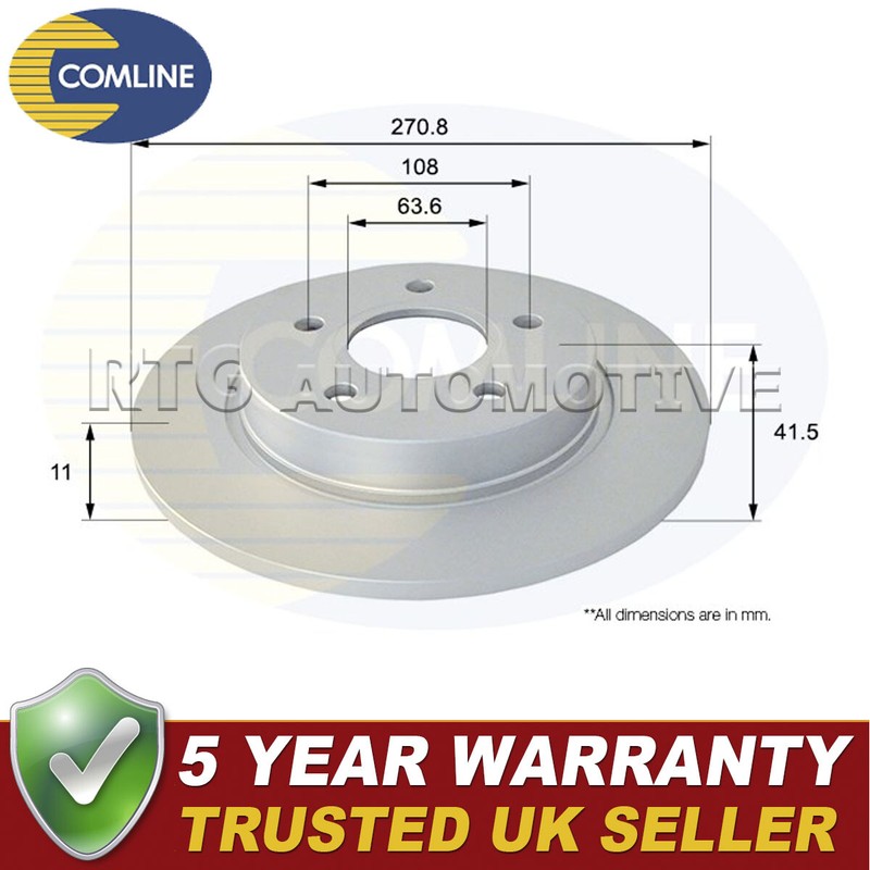Comline Rear Brake Disc Fits Ford Focus 2010- #1 2023618 1704765