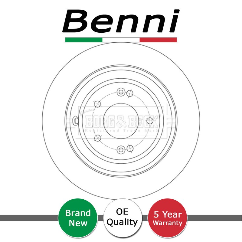 1x Brake Disc Rear Benni Fits Kia Stinger 2017- 2.2 CRDi 58411J5000 gallery