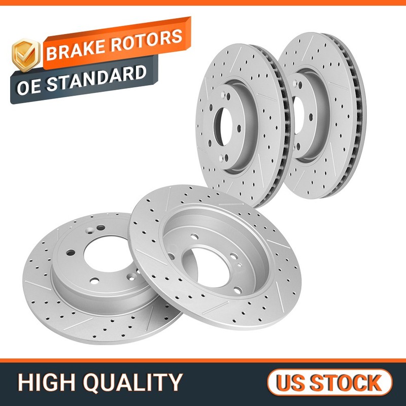 Front + Rear Drilled Brake Rotors for Hyundai Veloster Kia Forte Koup 2014-2016