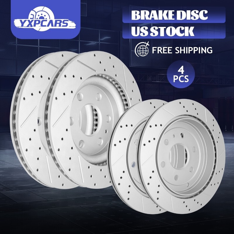 Front Rear Drilled Disc Brake Rotors for Chevy Traverse GMC Acadia Buick Enclave