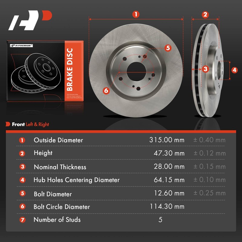 2Pcs Front Left & Right Disc Brake Rotors for Acura RDX 2019 2020-2023 L4 2.0L gallery