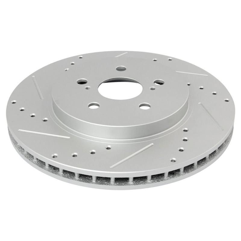 TRQ Performance Brake Rotor Drilled & Slotted G-Coated Front Pair Kit gallery