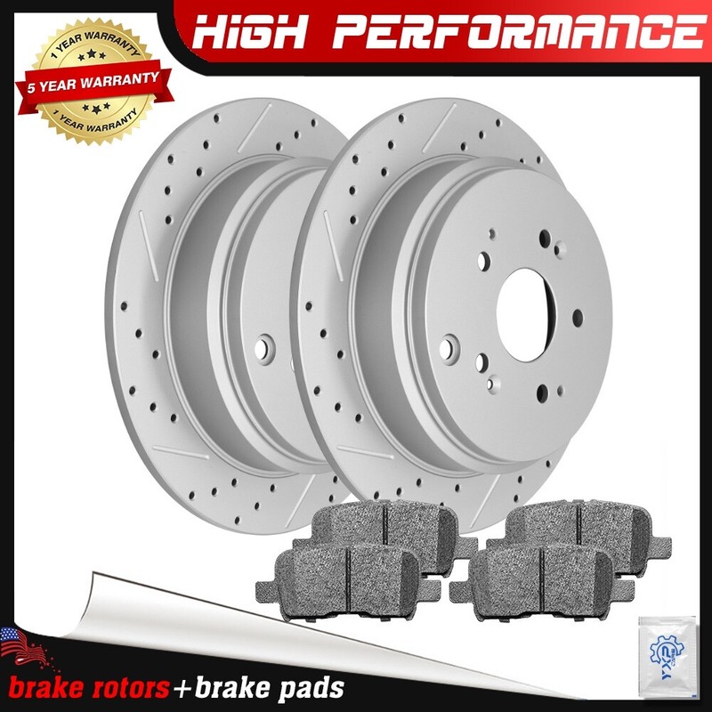 Rear Disc Brake Rotors Ceramic Brake Pads Kit for 2002 2003 2004 Honda Odyssey