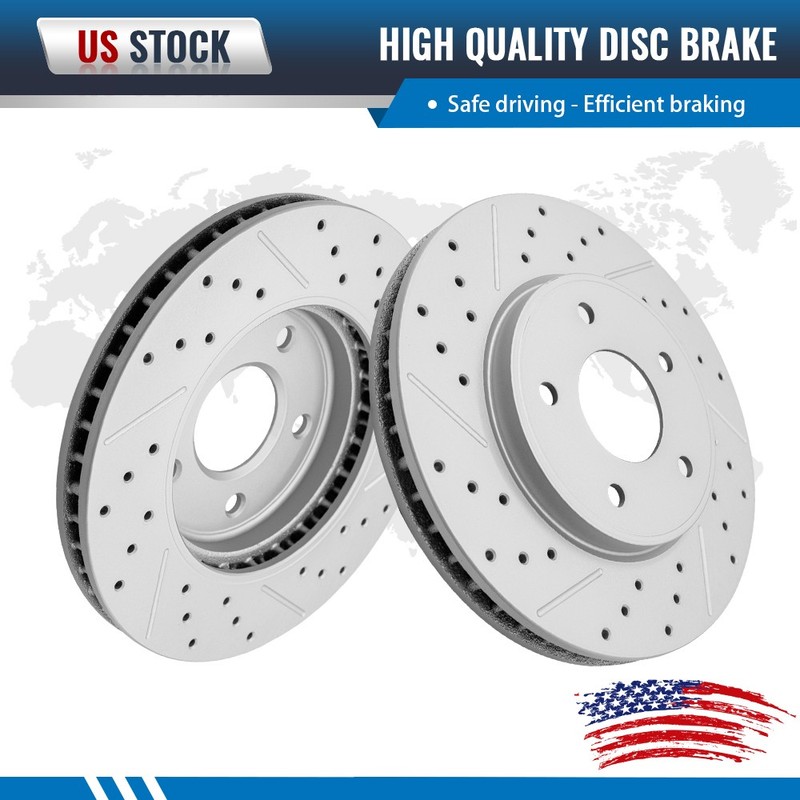 Front Drilled Slotted Brake Rotors Pair 2 for Nissan LEAF 2013-2021 NV200 2.0L
