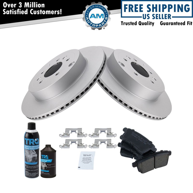 Rear Ceramic Brake Pad & s Coated Rotor Kit w/Fluids for Mazda CX9 CX-9