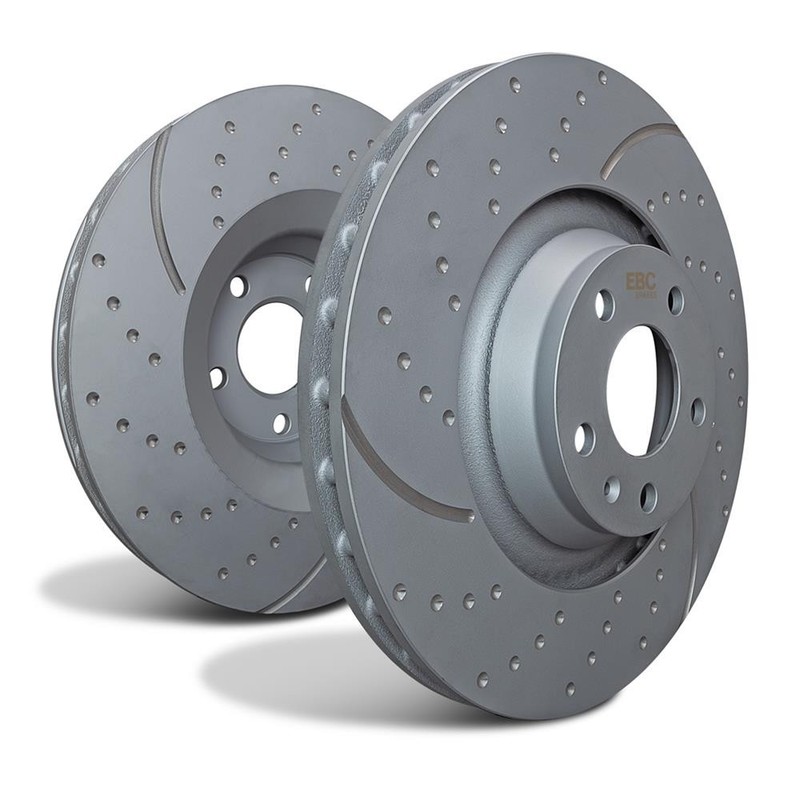 EBC Rotors Slotted Dimpled Iron Gold Zinc Plated Front Mazda Miata Pair GD7392