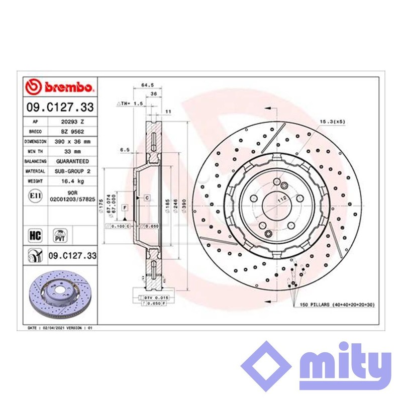 Fits Mercedes S-Class 2013-2020 4.0 5.5 6.0 6.2 Brake Disc Front Mity