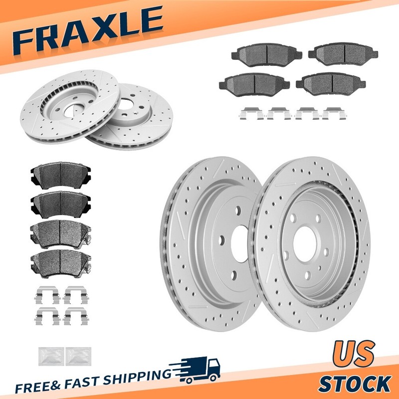 Front Rear Drilled Rotors Ceramic Pads For Chevrolet Camaro 2010 2011 2012 -2015