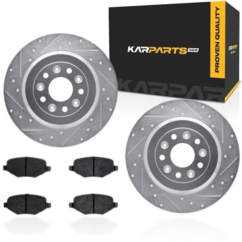 For Ford Edge 2011-2014 Rotor Set | Drilled and Slotted Rotor | With Brake Pads