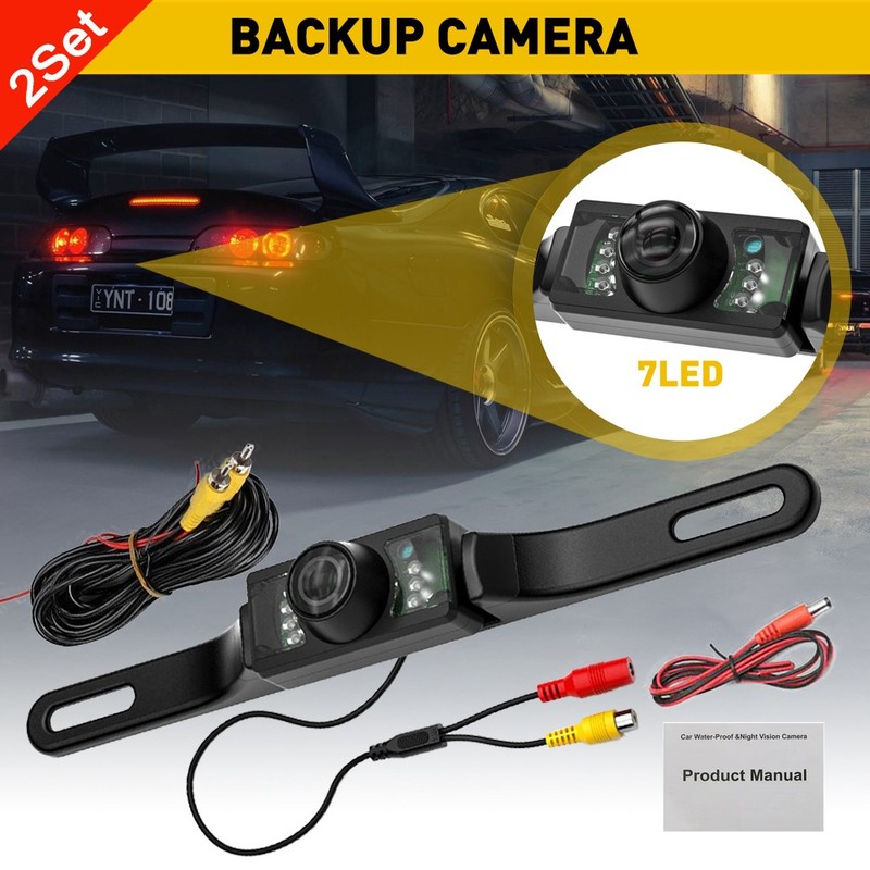 2xSet Waterproof 7LED Rear View Camera Reverse Back Up Camera Night Vision CMOS