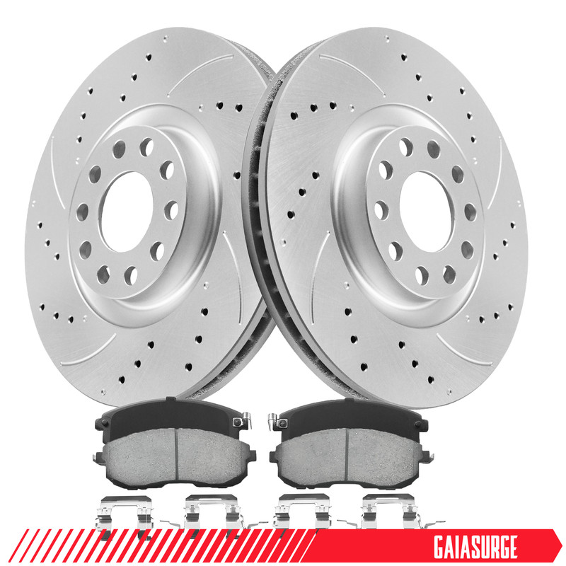 280mm Front Drilled Rotors & Ceramic Brake Pads for Nissan Cube Sentra Versa