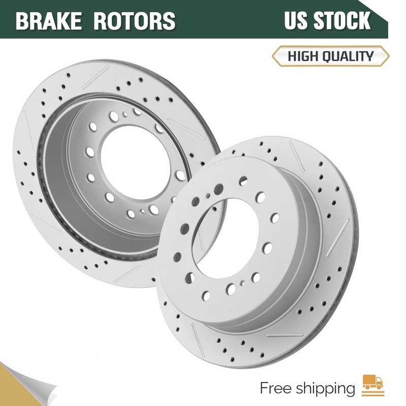 [Rear] Drilled Slotted Brake Disc Rotors for Toyota 4Runner Sequoia Lexus GX470