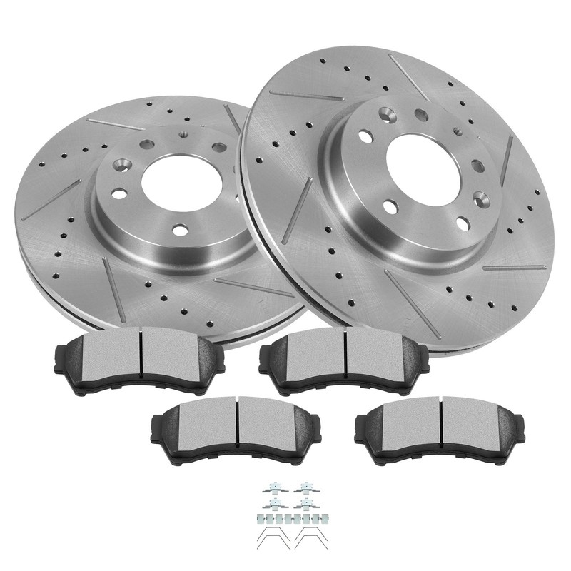 Front Brake Drilled & Slotted Rotors & Ceramic Pads For 2008 – 2013 Mazda 6