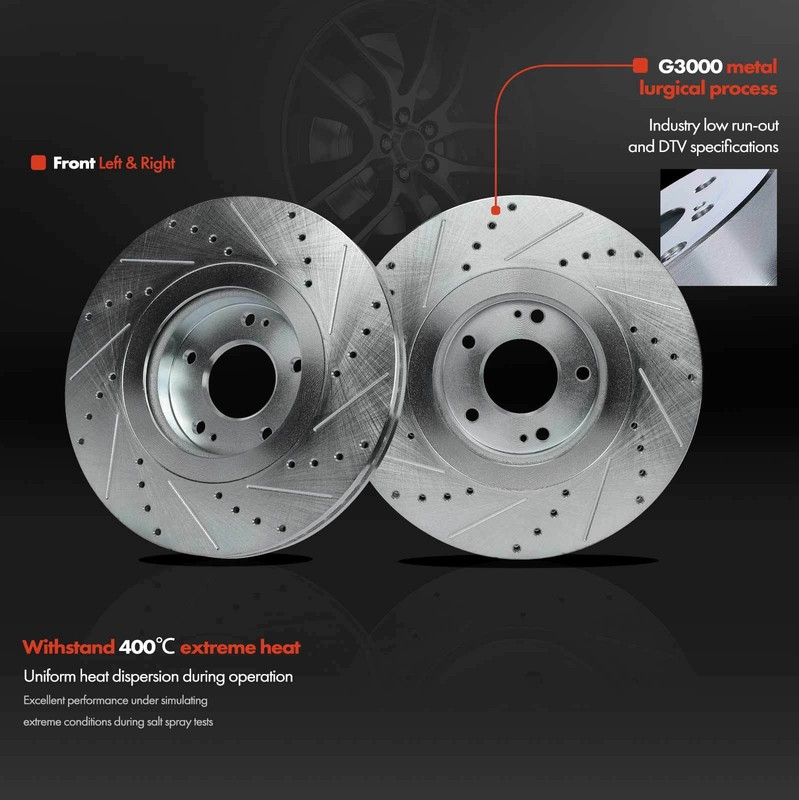 Front Drilled Brake Rotors & Ceramic Brake Pads for Hyundai Santa Fe 2013-2016 gallery
