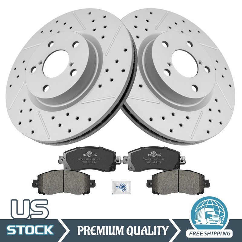 277mm Front Brake Rotors + Ceramic Pads for 2017 2018 2019-2023 Subaru Impreza