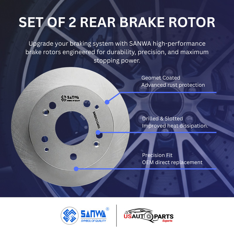 SET OF 2 REAR BRAKE ROTOR SOLID & GEOMET COATED 258 mm FOR HONDA CIVIC 1997-2006 gallery