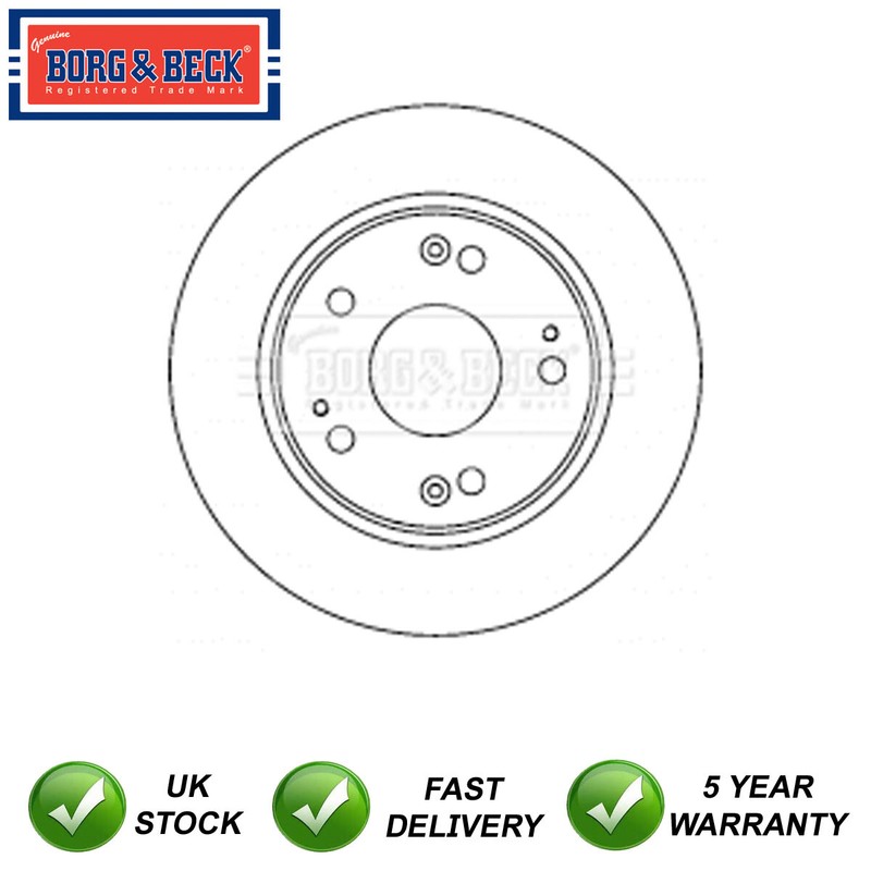 1x Brake Disc Rear Borg & Beck Fits Honda Accord 2003-2008 2.0 2.2 TDi 2.4 #1