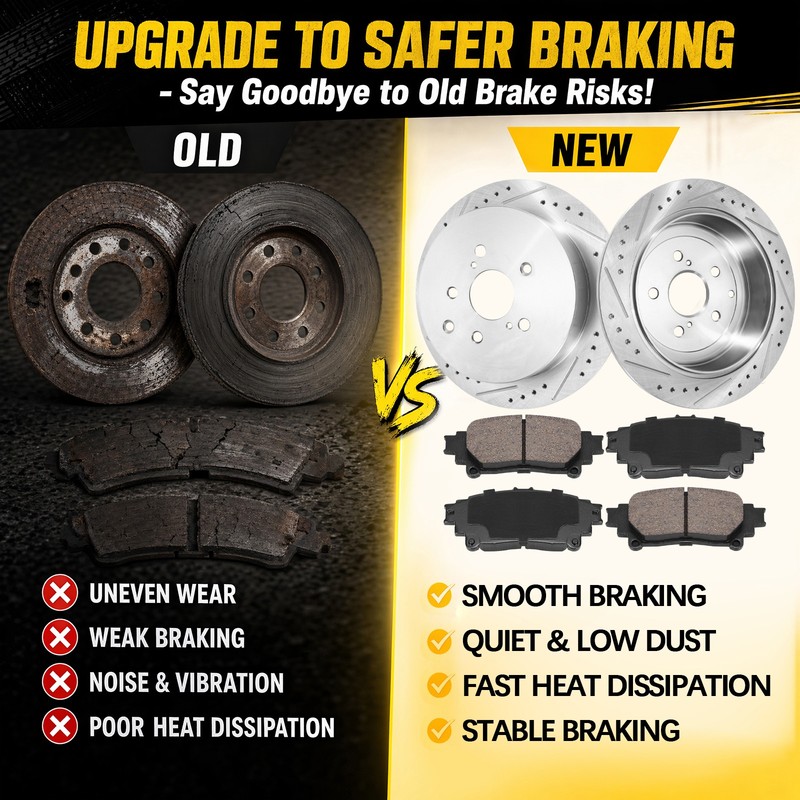 Rear Drilled Rotors Brake Pads for Toyota Sienna Highlander Lexus RX450H RX350 gallery