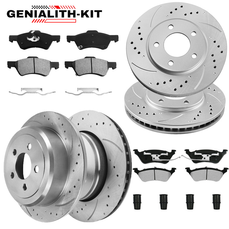Front Rear Drilled Rotors + Brake Pads for Chrysler Town & Country Grand Caravan