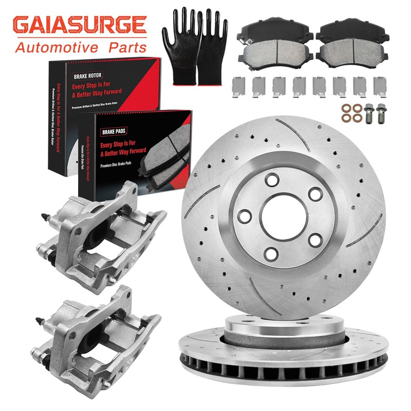 Front Brake Rotors Pads Brake Calipers For 2007-2016 2017 Jeep Wrangler 2018 JK