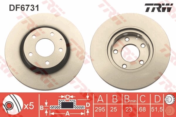 TRW DF6731 Brake Disc for Mazda