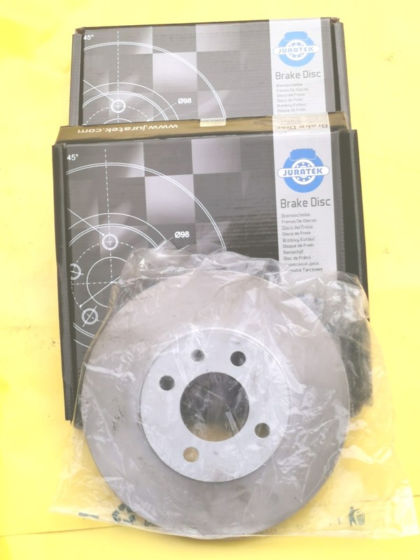 2x Juratek Coated Brake Discs 4 STUD Vented VW POLO GOLF LUPO SEAT IBIZA 256mm